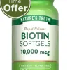 Biotin Softgels 10,000 mcg - 100 Liquid Softgels